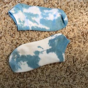 Blue tie-dye socks